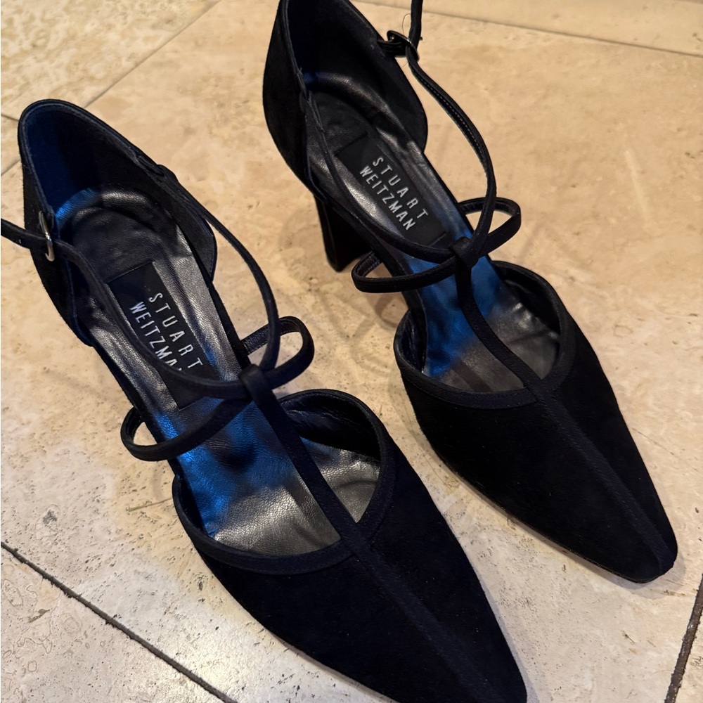 Vintage Stuart Weitzman Black Suede Heels 6.5
